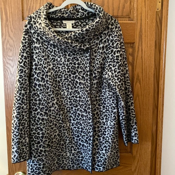 Christian Soriano Leopard Wool Blend Wrap / Cardigan Sweater. 1X. - Picture 1 of 4